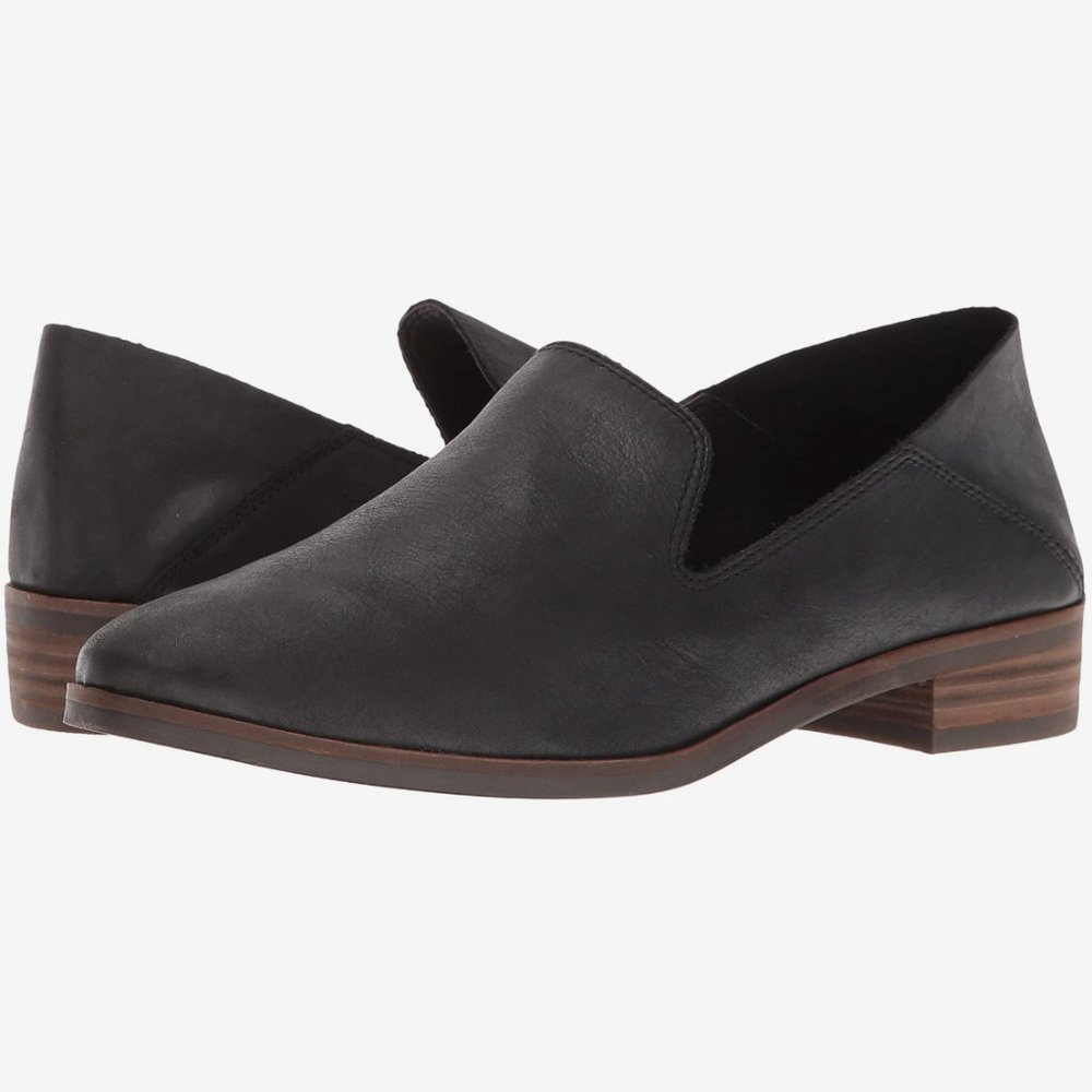 Lucky Brand Cahill Loafer Women's Size 12 Black Leather Slip On Fold Down Back